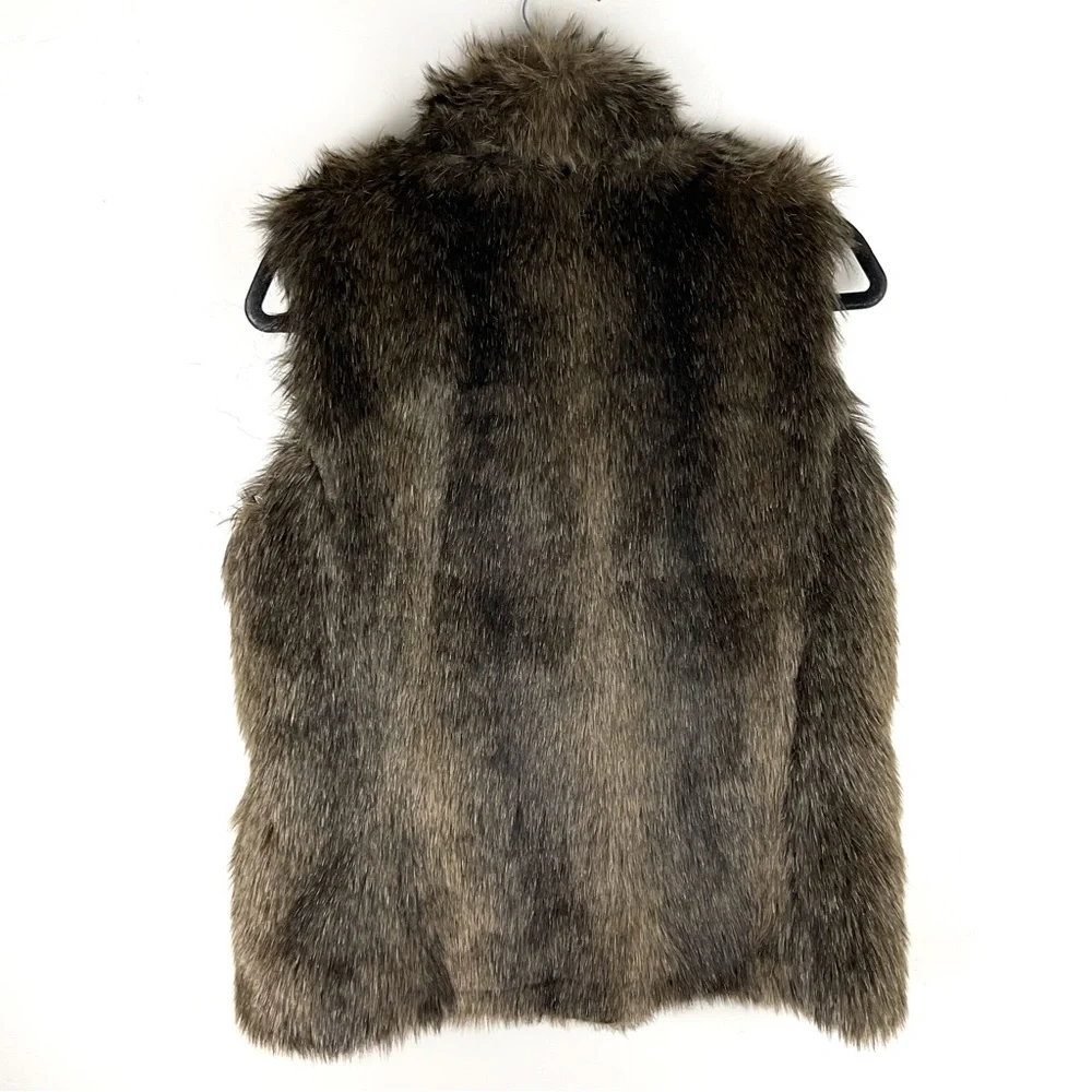 Banana Republic Faux Fur Vest with Asymmetrical Zipper Size S - Picture 3 of 8